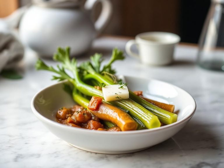 Braised celery with butter and herbs