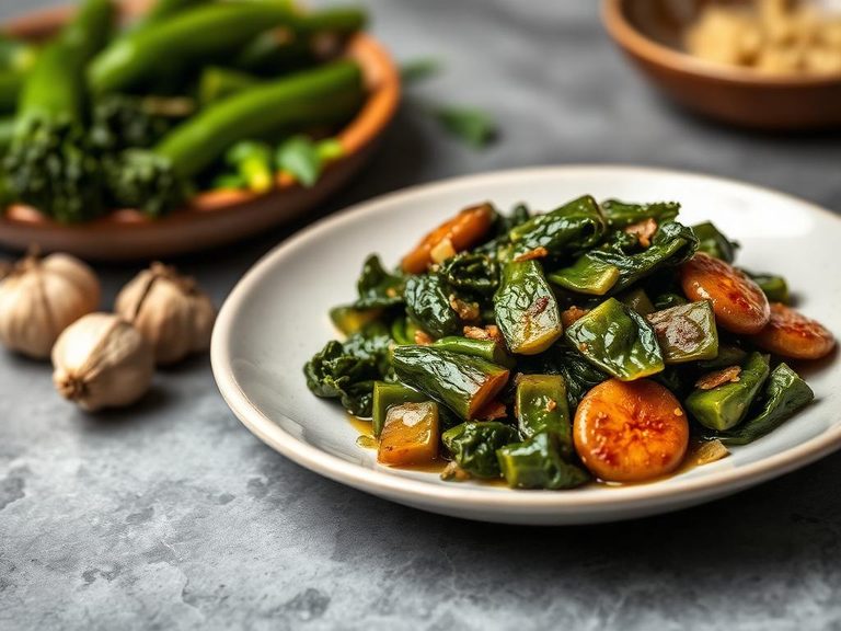 Braised collards with garlic and olive oil