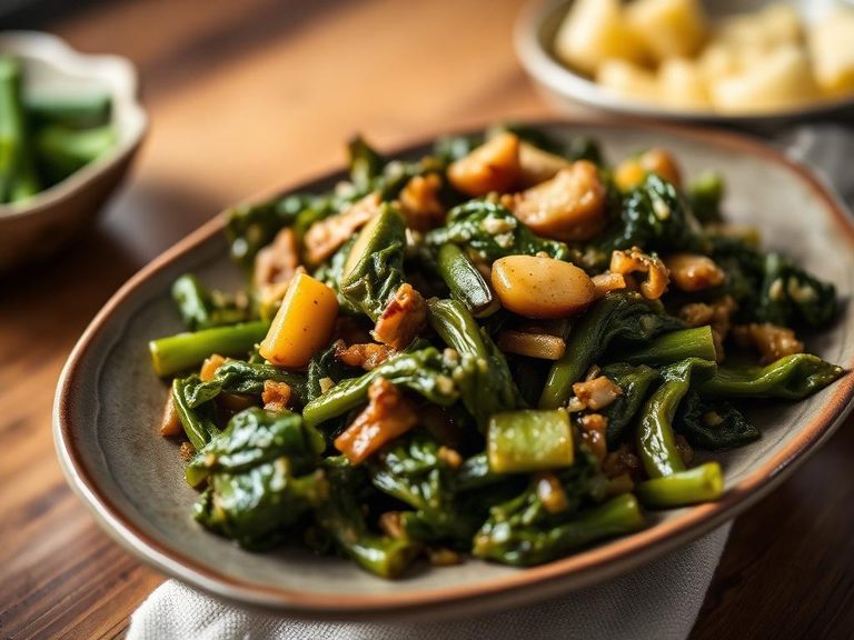 Braised collards with garlic and vinegar