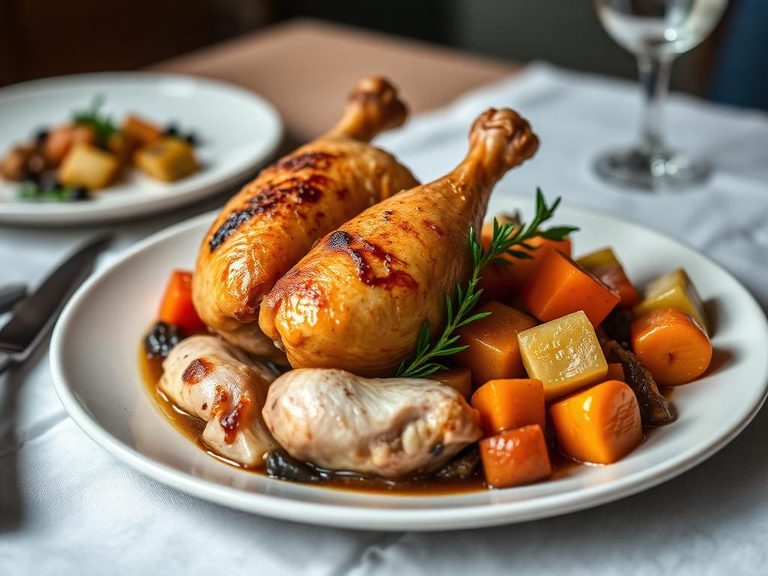 Braised Cornish Hens with Root Vegetables