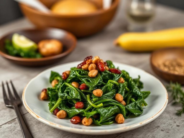Braised Escarole with Pine Nuts and Raisins