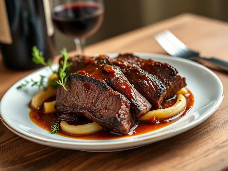 Braised Flank Steak with Red Wine