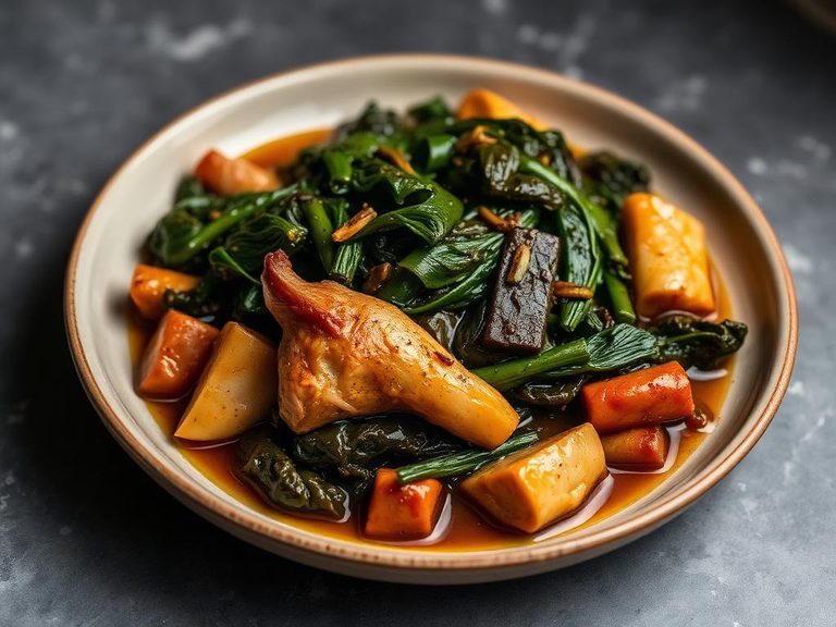 Braised greens with smoked turkey or ham hock