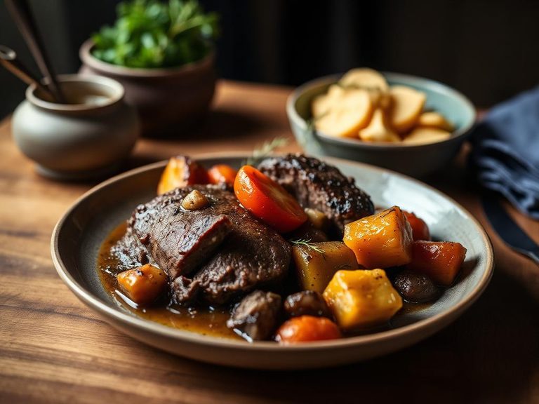 Braised Groundhog with Root Vegetables