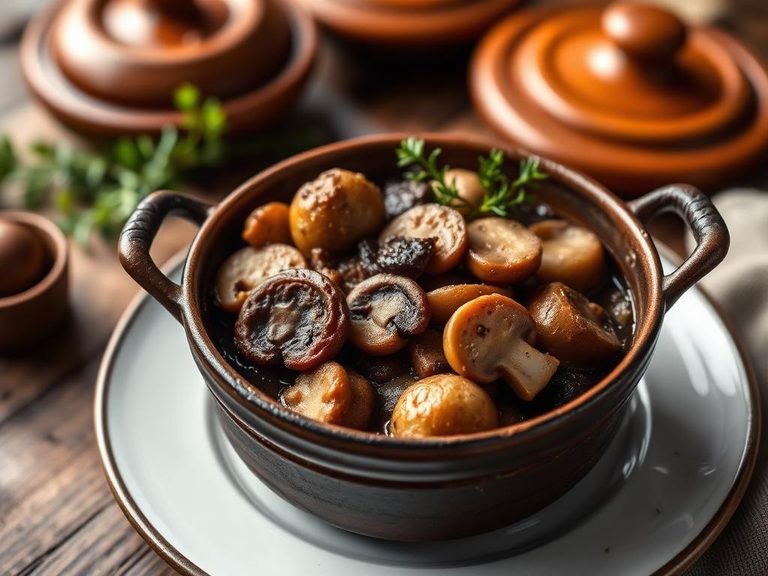 Braised in a clay pot with mushrooms