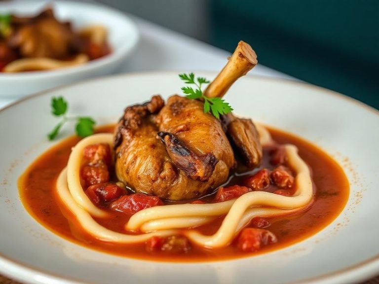Braised lamb brain in tomato sauce