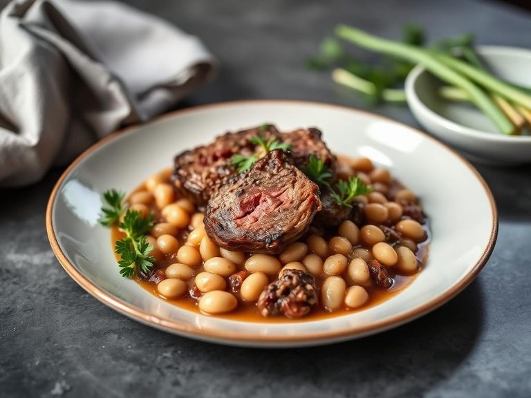 Braised Lamb Breast with White Beans