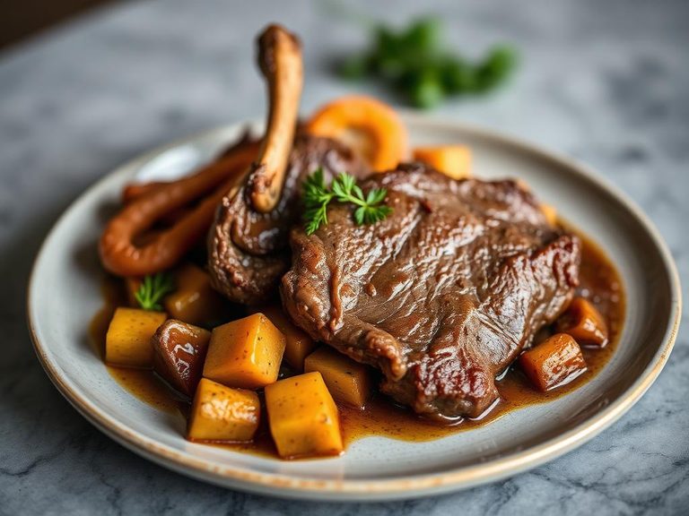 Braised Lamb Flap with Root Vegetables