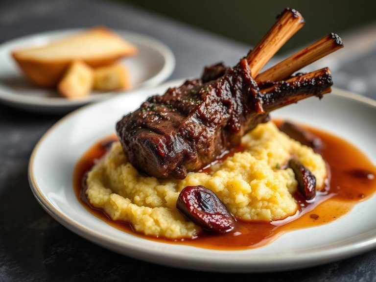 Braised Lamb Neck with Polenta