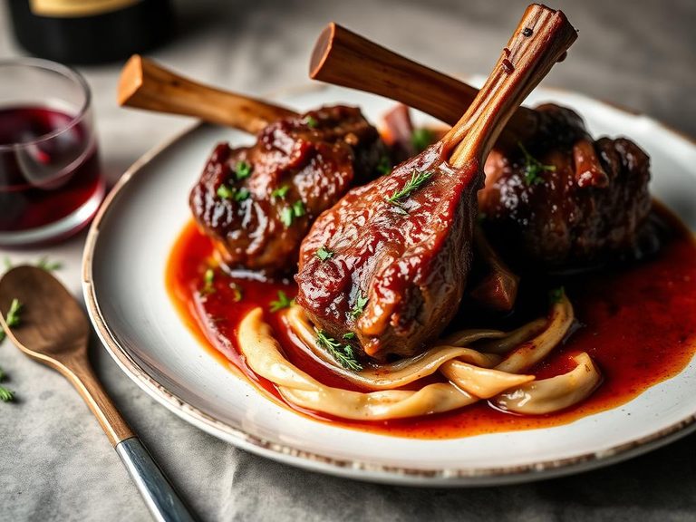 Braised Lamb Shanks with Red Wine and Herbs