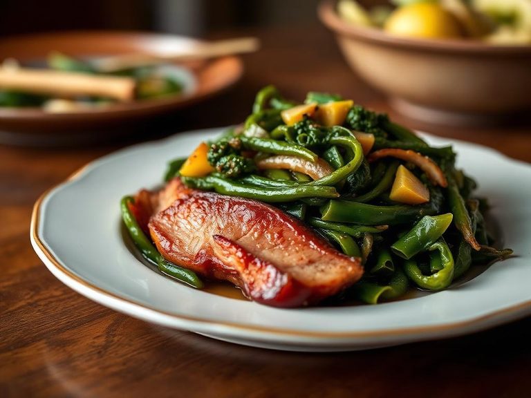 Braised Mustard Greens with Ham Hock
