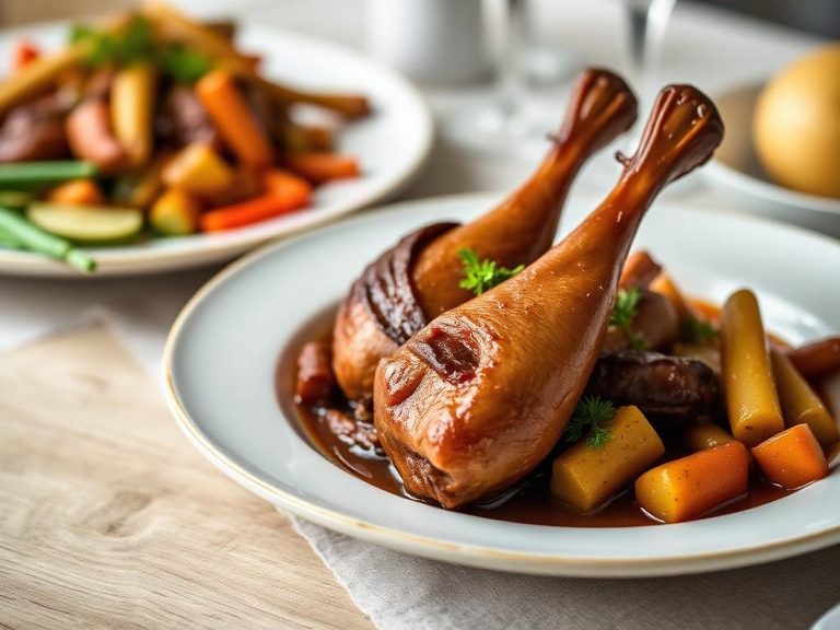 Braised Pheasant Legs with Root Vegetables