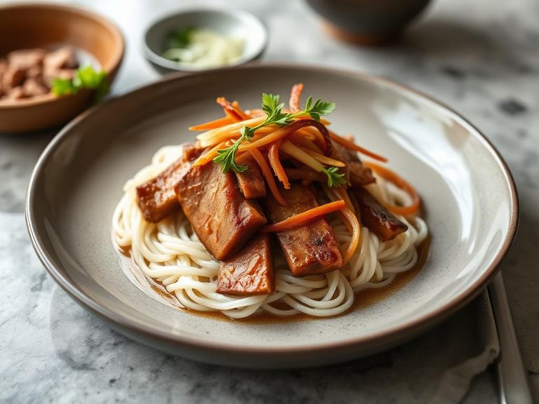 Braised pork belly with bamboo shoots