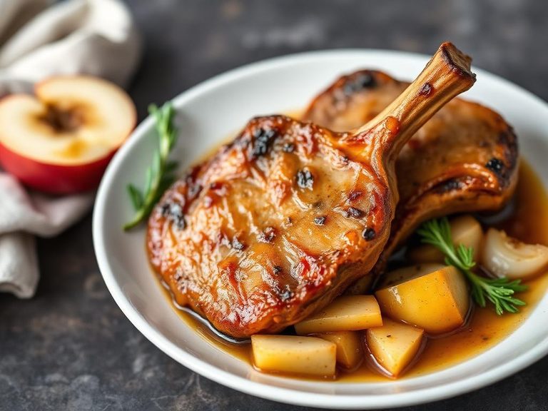 Braised Pork Chops with Apples and Onions
