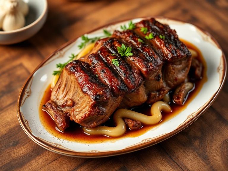 Braised pork shoulder with garlic