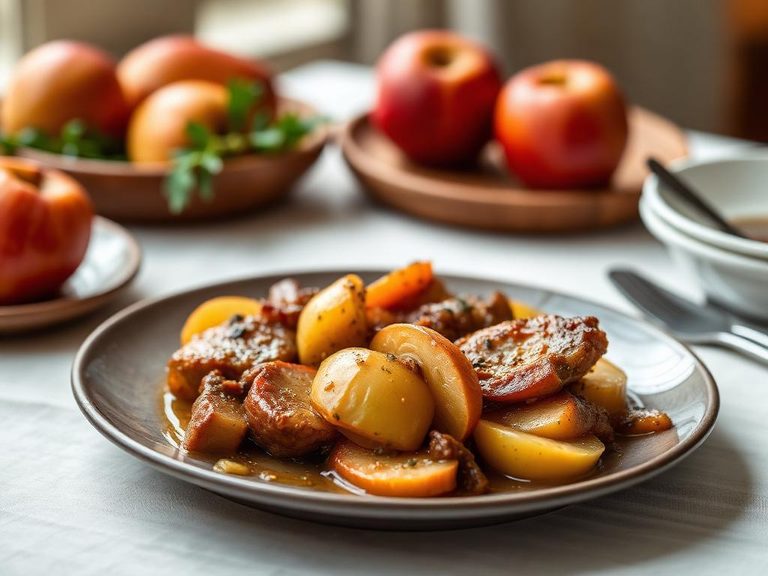 Braised pork with apples