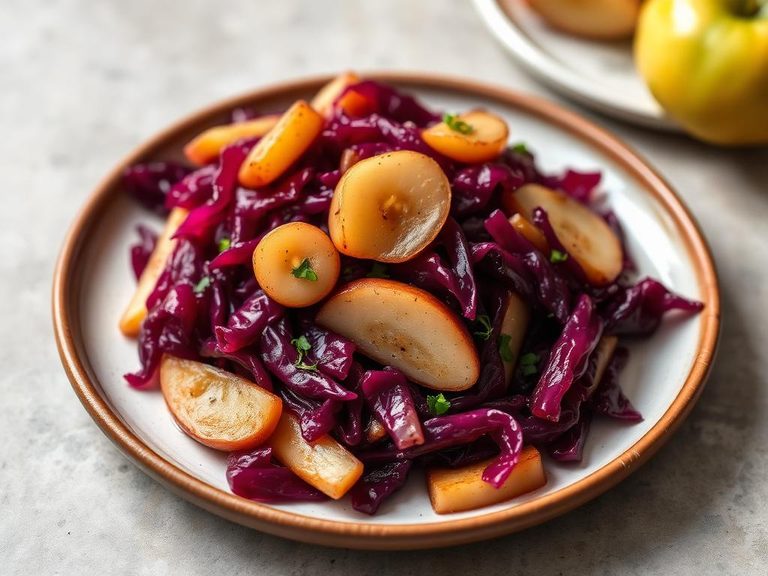 Braised red cabbage with apples