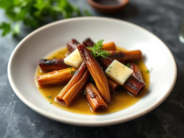 Braised Salsify with Butter and Herbs