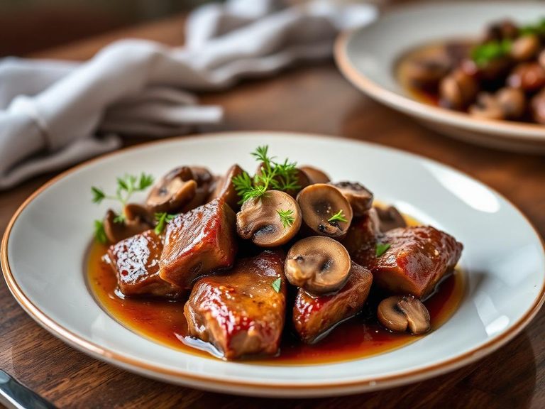 Braised Sweetbreads with Mushrooms