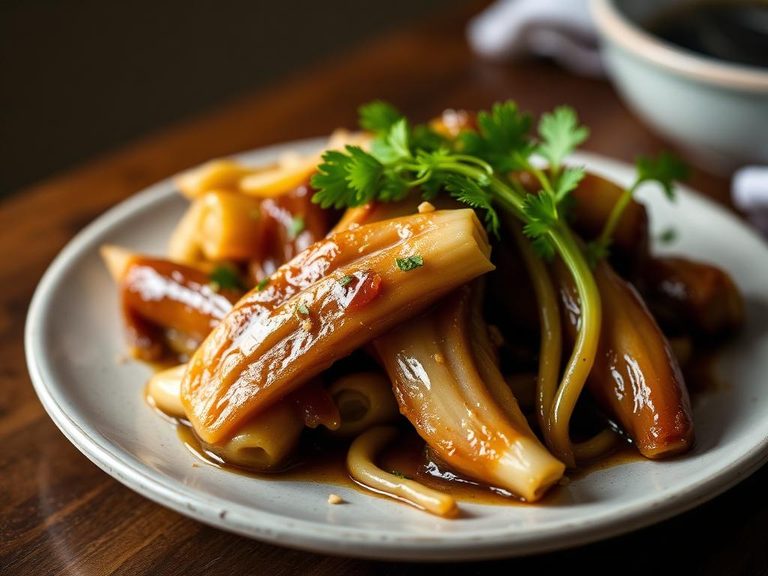 Braised Taro Shoots with Garlic