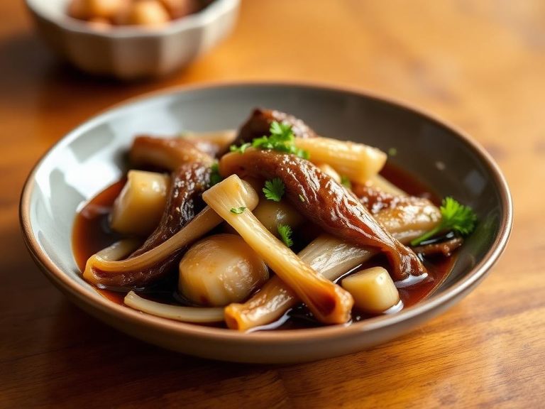 Braised Taro Shoots with Oyster Sauce