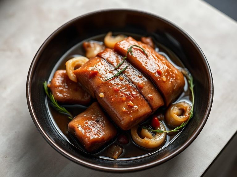 Braised veal spleen with onions and vinegar