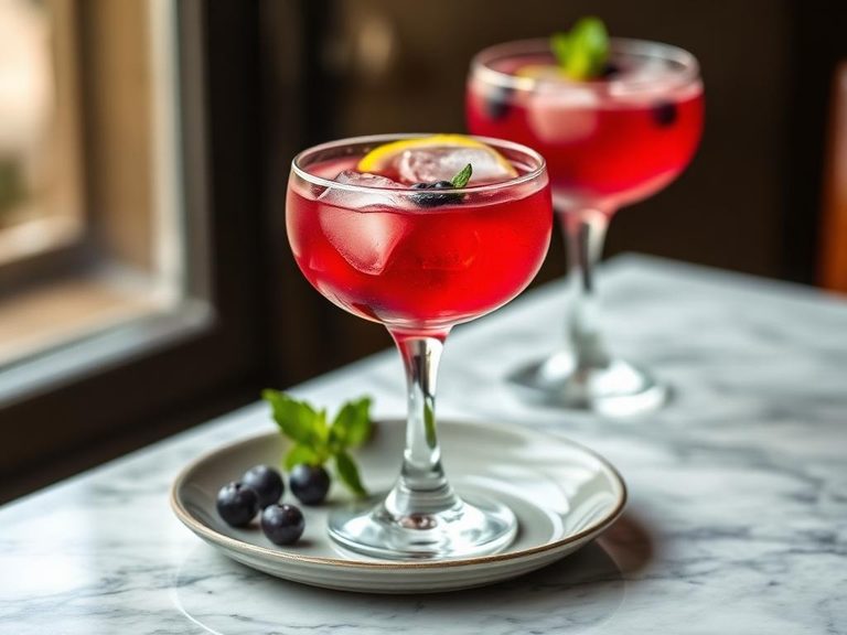 Bramble Cocktail (gin, lemon, crème de mûre)