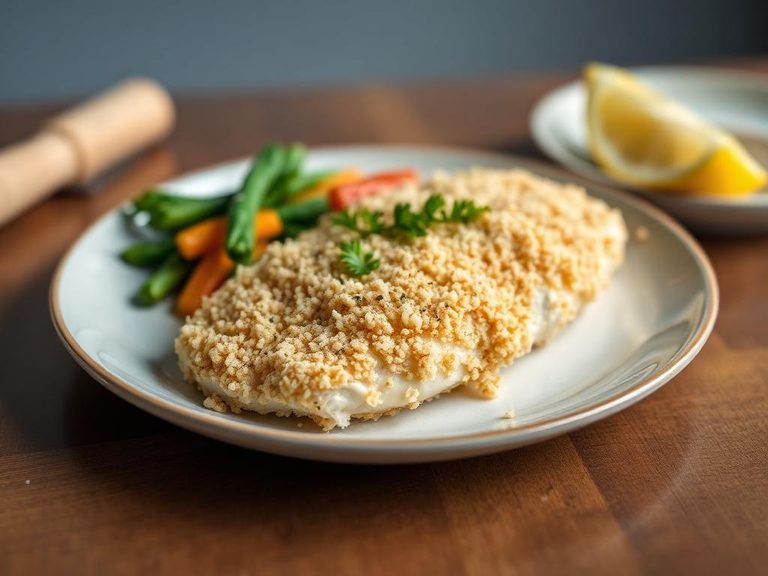 Bread crumb coating for baked fish or chicken