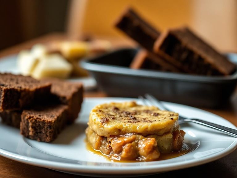 Bread pudding with dark bread