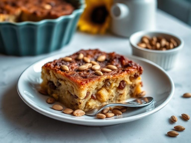 Bread pudding with sunflower seeds