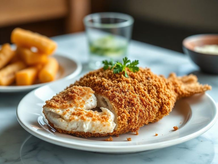Breaded and deep-fried sunfish