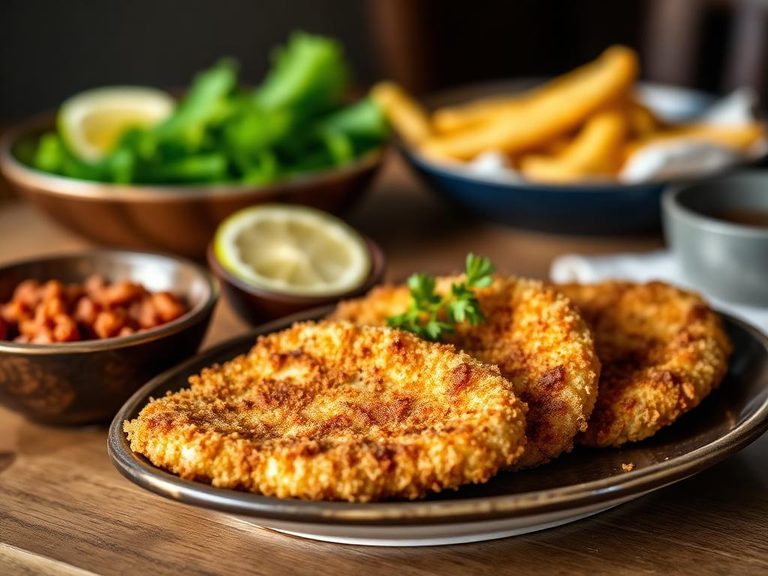 Breaded fish or pork cutlets