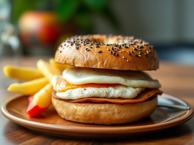 Breakfast bagel sandwich