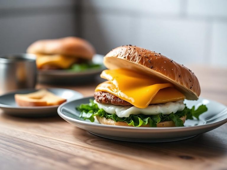 Breakfast bagel with egg and cheese