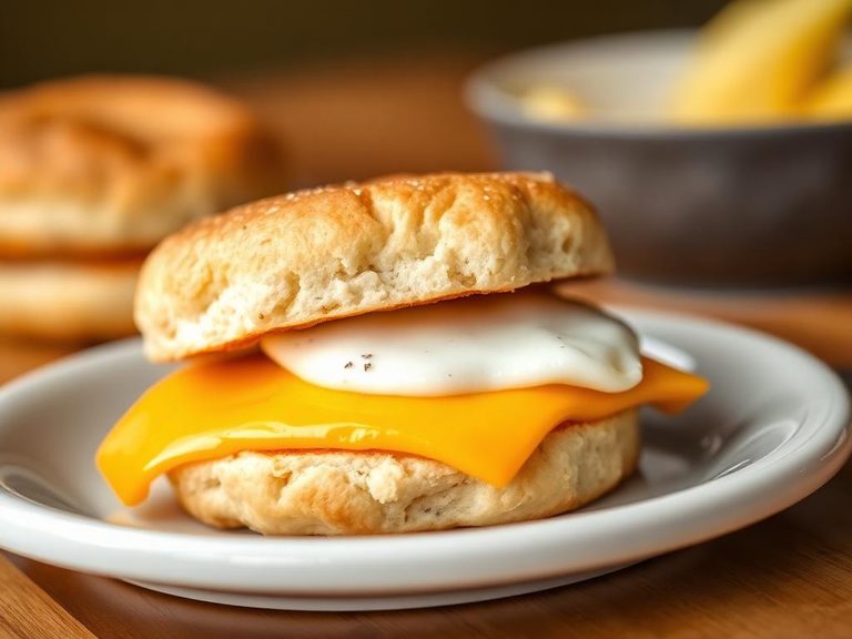 Breakfast biscuit sandwich with egg and cheese