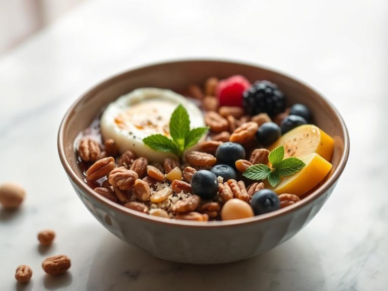 Breakfast Bowl with Fruit and Nuts