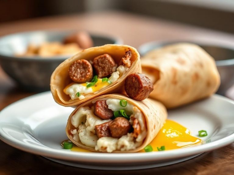 Breakfast Burrito with Egg Whites and Sausage