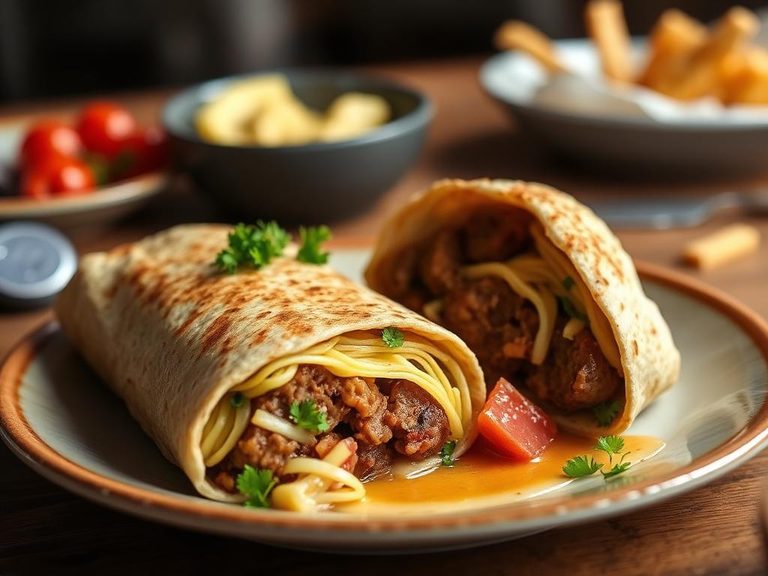 Breakfast Burrito with Pork Sausage