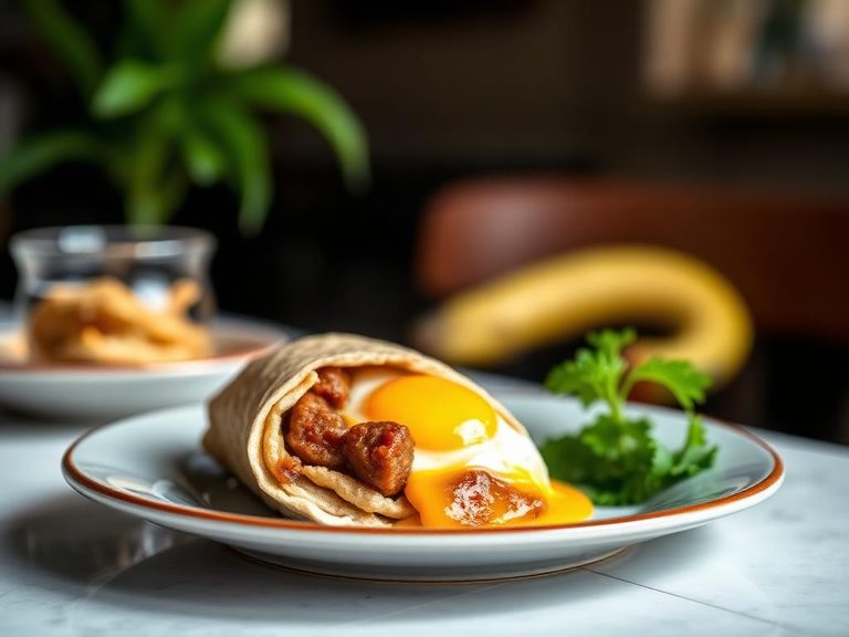 Breakfast burrito with sausage and egg