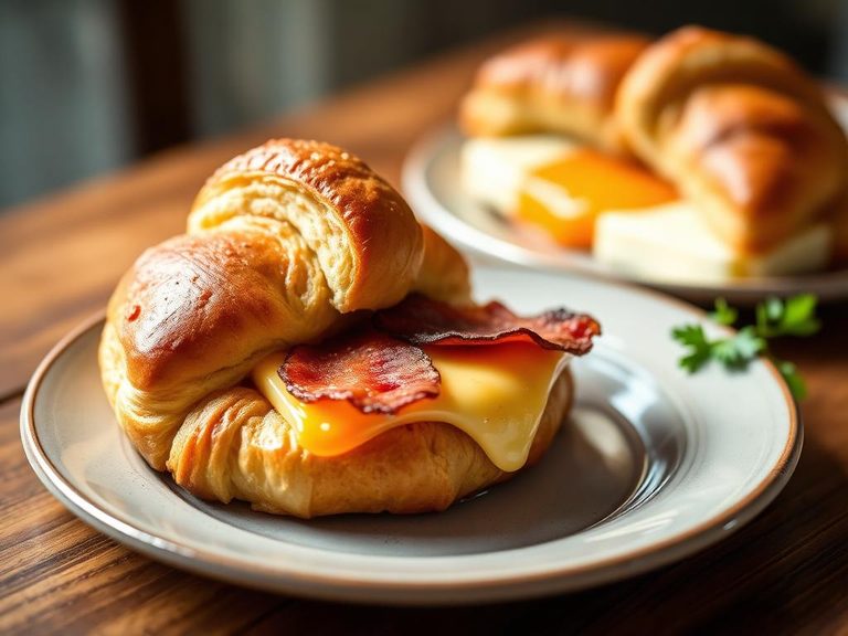 Breakfast Croissant with Cheese and Bacon