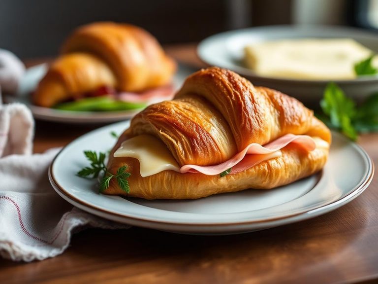 Breakfast Croissant with Ham and Cheese