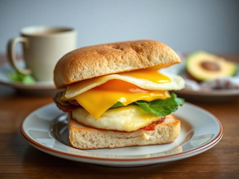 Breakfast egg and cheese sandwich