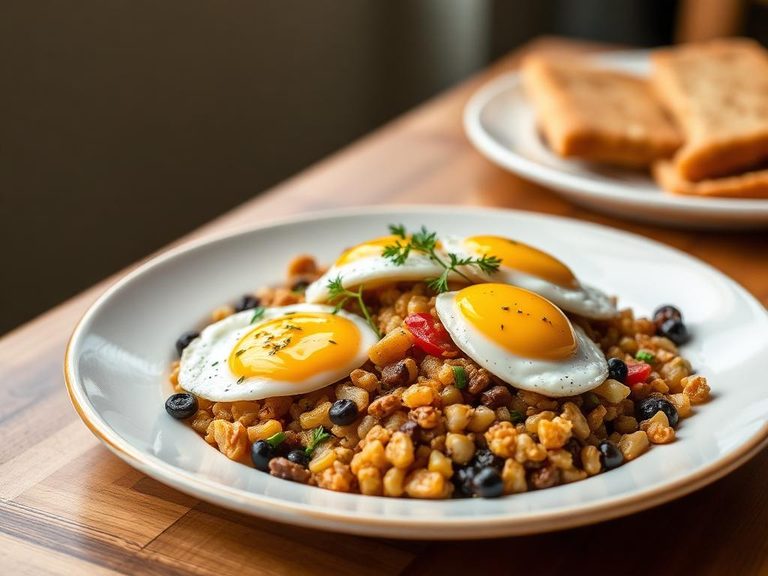 Breakfast hash with eggs