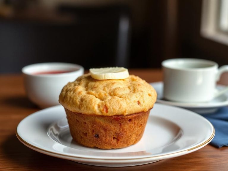 Breakfast muffin with butter or jam