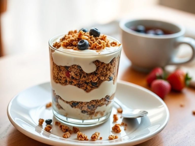 Breakfast parfait with granola