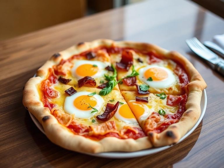 Breakfast Pizza with Bacon and Cheddar