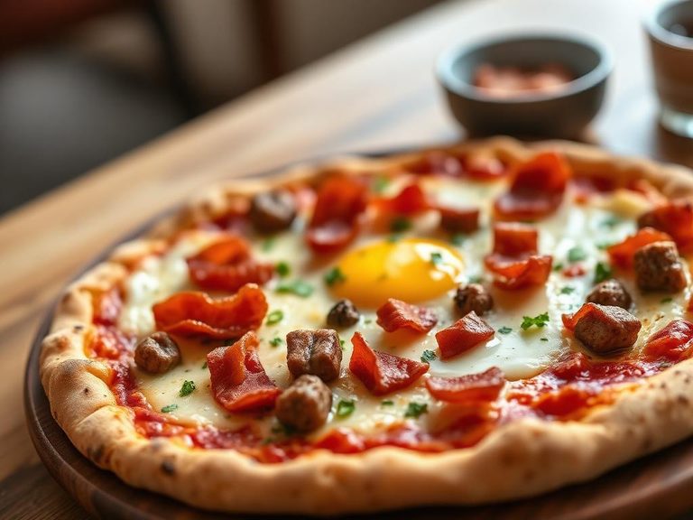 Breakfast Pizza with Bacon and Sausage