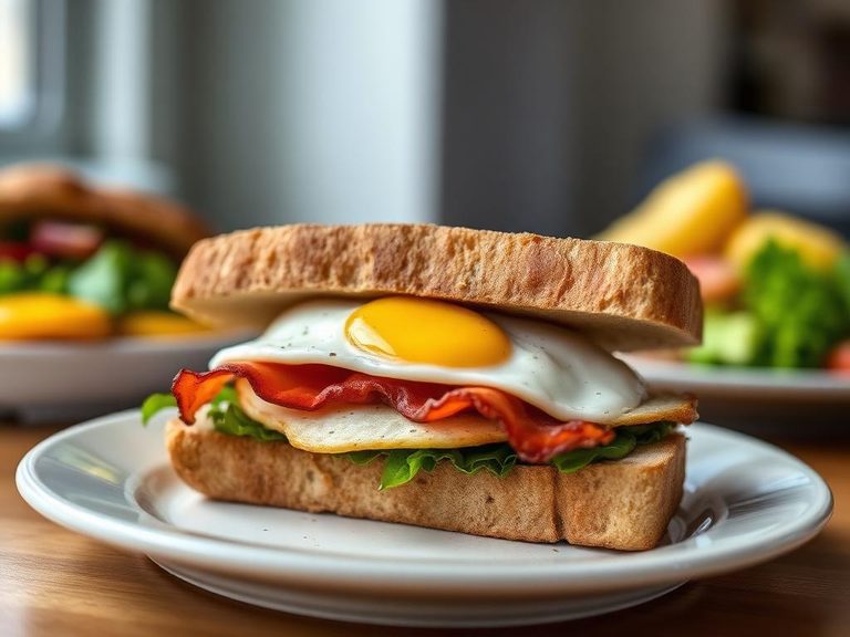 Breakfast Sandwich with Egg and Bacon