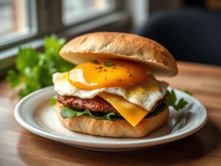 Breakfast sandwich with egg and cheese