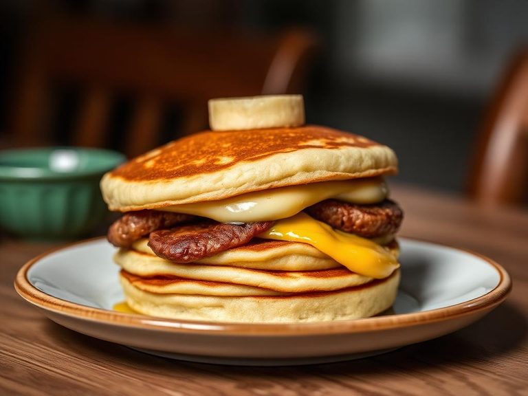 Breakfast Sausage Pancake Sandwich